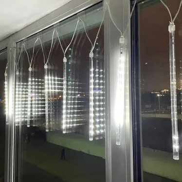 Гирлянда LED Сосульки 2,1м холодный свет, 7V, IP44 (трансформатор в комплекте)
