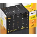 LIGHTING Гирлянда занавес 2х2м 240 светодиодов теплый белый свет IP44 прозрачный шнур 3м 230В транзит IEK
