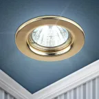 Светильник штампованный MR16,12V/220V, 50W золото ST1 GD