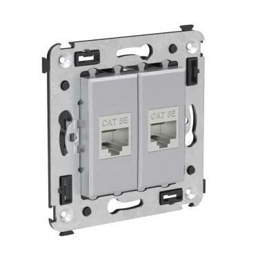 Avanti Компьютерная розетка RJ-45 без шторки в стену, кат.5e двойная экранированная, Закаленная сталь
