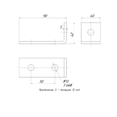 STRUT-пластина угловая 90гр. 3 отверстия HDZ