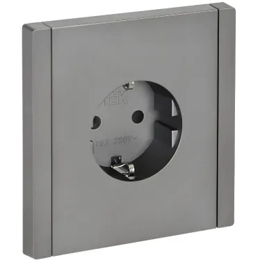 FORTE@PIANO Розетка 1-местная с заземлением с защитными шторками безвинтовое крепление 16А FP513 сталь IEK
