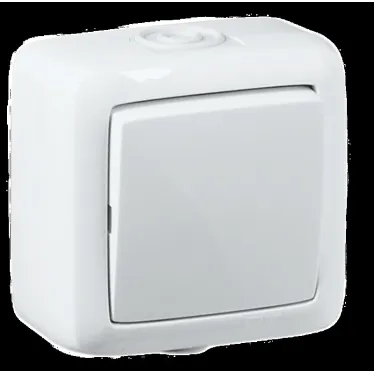 Выключатель одноклавишный наружный белый IP44 10А