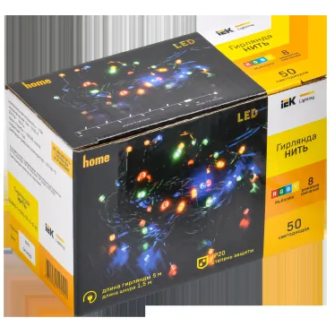 LIGHTING Гирлянда нить 5м 50 светодиодов RGB IP20 зеленый шнур 1,5м 230В контроллер 8 сцен IEK