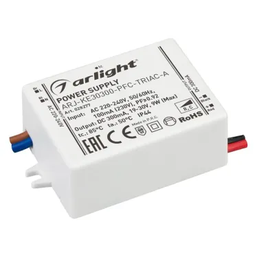 Блок питания ARJ-KE30300-PFC-TRIAC-A (9W, 300mA) (ARL, IP44 Пластик, 5 лет)