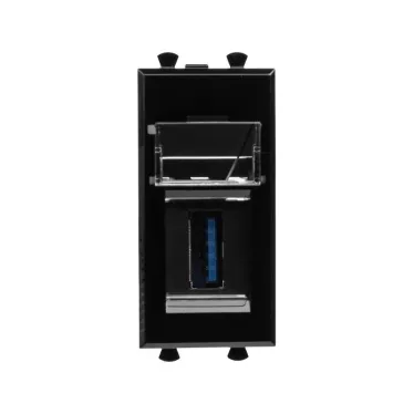 Avanti USB 3.0 розетка ''Черный квадрат'' модульная, тип А-А, 1 модульная