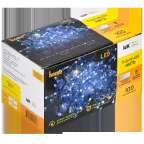 LIGHTING Гирлянда нить 10м 100 светодиодов белый свет IP44 прозрачный шнур 3м 230В мерцание транзит IEK