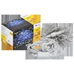 LIGHTING Гирлянда нить 10м 100 светодиодов белый свет IP44 прозрачный шнур 3м 230В мерцание транзит IEK