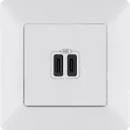 Valena LIFE.Зарядное устройство с двумя USB-разьемами тип C-тип С 240В/5В 3000мА.С лицевой панелью.Цвет Белый