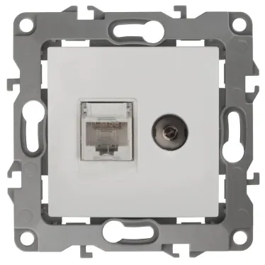 Розетка комбинированная RJ45+TV, Эра12, белый, 12-3110-01