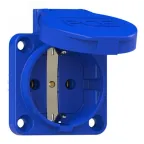 Розетка встраиваемая 16А/250V/2P+E/IP54 50x50 подкл. сзади синяя