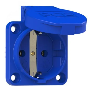Розетка встраиваемая 16А/250V/2P+E/IP54 50x50 подкл. сзади синяя