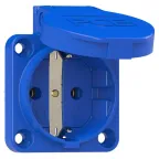                  Розетка встраиваемая 16А/250V/2P+E/IP54 50x50 подключение сзади синяя безвинтовые клеммы
               