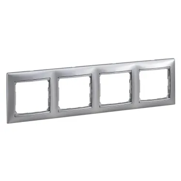 VALENA Рамка 4 поста горизонтальная алюминий