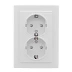 Розетка Минск 2-местная СП с заземлением 16А белая защитные шторки