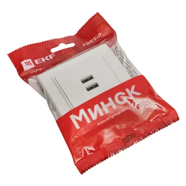 Минск Розетка USB 2-местная СП 2,1А белая