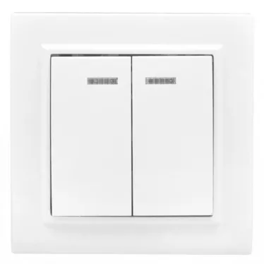 Выключатель Минск двухклавишный СП с индикатором 10А белый