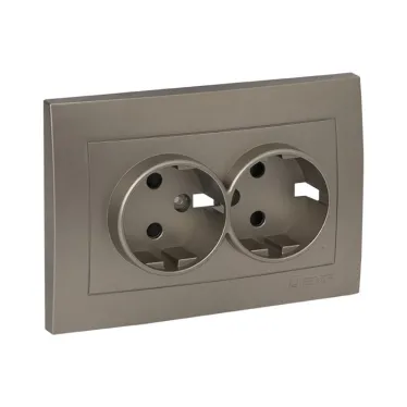 Валенсия лицевая панель розетки 2-местной с/з 16А кашемир с защ. штор.