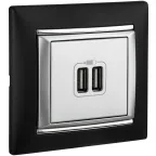 VALENA Розетка двойная USB алюминий