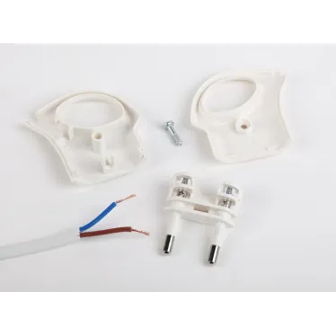 Вилка б/з 6A с кольцом непрямой ввод белая (10/200/9600) V1