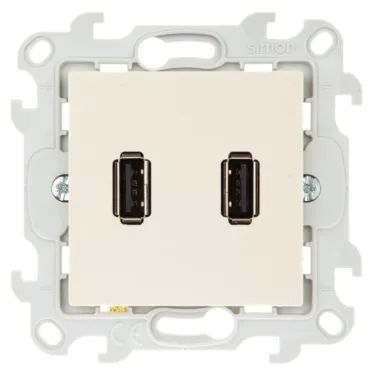 Коннектор 2хUSB, слоновая кость