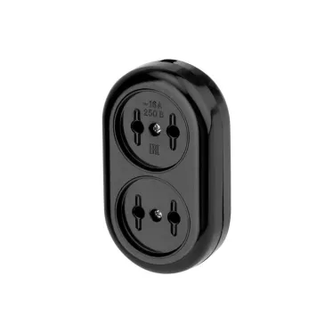 Колодка 2 гнезда карболитовая б/з 16 А, черная REXANT