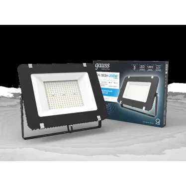 Прожектор светодиодный ДО 200 Вт 24000 лм 6500К AC 220В IP65 290х32х400мм матрированное закаленное стекло Qplus Gauss