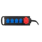 Удлинитель силовой IND380-U-5e-5x2,5-10m-IP44 380В на каучуковой колодке 5 розеток 1xCEE 5P/4xSCHUKO 10м КГ 5x2,5