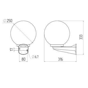 НБУ 01-60-251 , шар опал с настенным крепежом D-250 mm (1/30)
