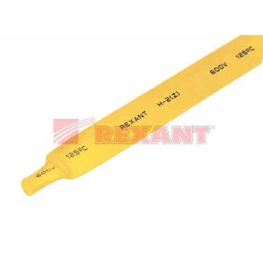 Термоусаживаемая трубка 12,0 6,0 мм, желтая, упаковка 50 шт. по 1 м, REXANT
