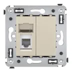 Avanti Телефонная розетка RJ-12 в стену одинарная, , Ванильная дымка