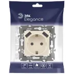 Розетка 2P+E 16A-250В, штор. с 2xUSB 5В-3А, Эра Elegance, слоновая кость 14-4109-02
