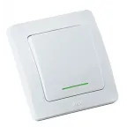 Переключатель одноклавишный скрытый с индикацией белый 10А