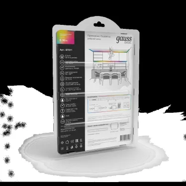 Лента светодиодная LED 5050/30RGB+30W-SMD 6 Вт/м 390 лм/м RGBW DC 12В IP20 10мм комплект лента и драйвер (блистер 5м) Basic Gauss