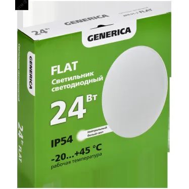 FLAT Светильник LED ДПБ 01-3 24Вт IP54 4000К круг GENERICA