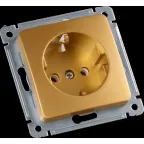 MASTER Розетка одноместная с заземляющим контактом, скрытой установки, в рамку, золото
