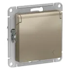 Розетка ATLASDESIGN с заземлением со шторками с крышкой 16А IP20 механизм шампань