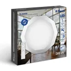 Светильник светодиодный ДБО-36w матовый с эффектом Звездного неба регулировкой цветовой температуры 3000-6500К светового потока max 2900Лм и режима освещенности с пультом управления и таймером выключения