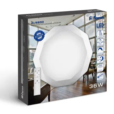 Светильник светодиодный ДБО-36w матовый с эффектом Звездного неба регулировкой цветовой температуры 3000-6500К светового потока max 2900Лм и режима освещенности с пультом управления и таймером выключения