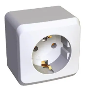 ЭТЮД Розетка наружная с заземлением со шторками бук