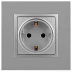 Розетка 2P+E Schuko, 16А-250В, Эра Elegance, алюминий, 14-2101-03