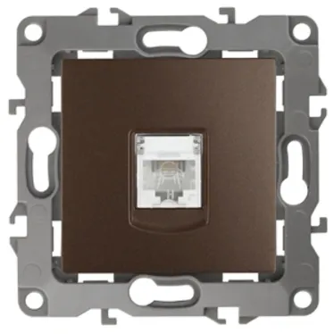 Розетка телефонная RJ11, Эра12, бронза, 12-3105-13