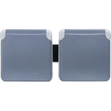 Розетка 2х2К+З - горизонтальная - немецкий стандарт - Программа Plexo - серый - 16 A - 250 В