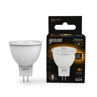 Лампа светодиодная LED 3Вт GU4 220В 2100К MR11 d35х45мм | 132517103 | Gauss