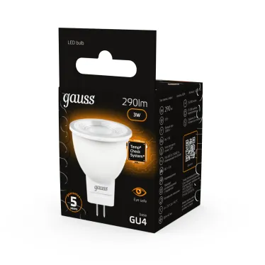 Лампа светодиодная LED 3Вт GU4 220В 2100К MR11 d35х45мм | 132517103 | Gauss