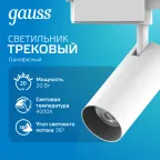 Светильник светодиодный трековый цилиндр 20W 1760lm 4000K 180-220V IP20 65*206мм белый линза 36º | TR083 | Gauss