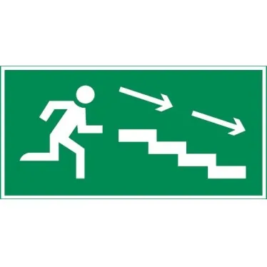 пиктограмма "ПО ЛЕСТНИЦЕ ВНИЗ ВПРАВО" 400х200мм для аварийно-эвакуационного светильника Vault | V5-EM03-60.013.037 | VARTON