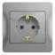 GLOSSA Розетка с заземлением в сборе алюминий
