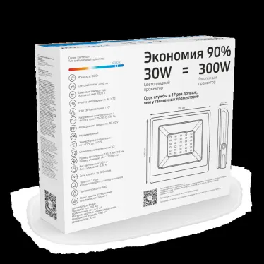 Прожектор светодиодный ДО 30 Вт 2700 лм 6500К AC 220В IP65 126х136х126мм Elementary G2 Gauss