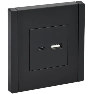 FORTE@PIANO Розетка USB A+C 3,1А FP150 черный IEK